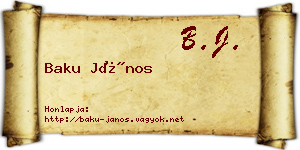 Baku János névjegykártya